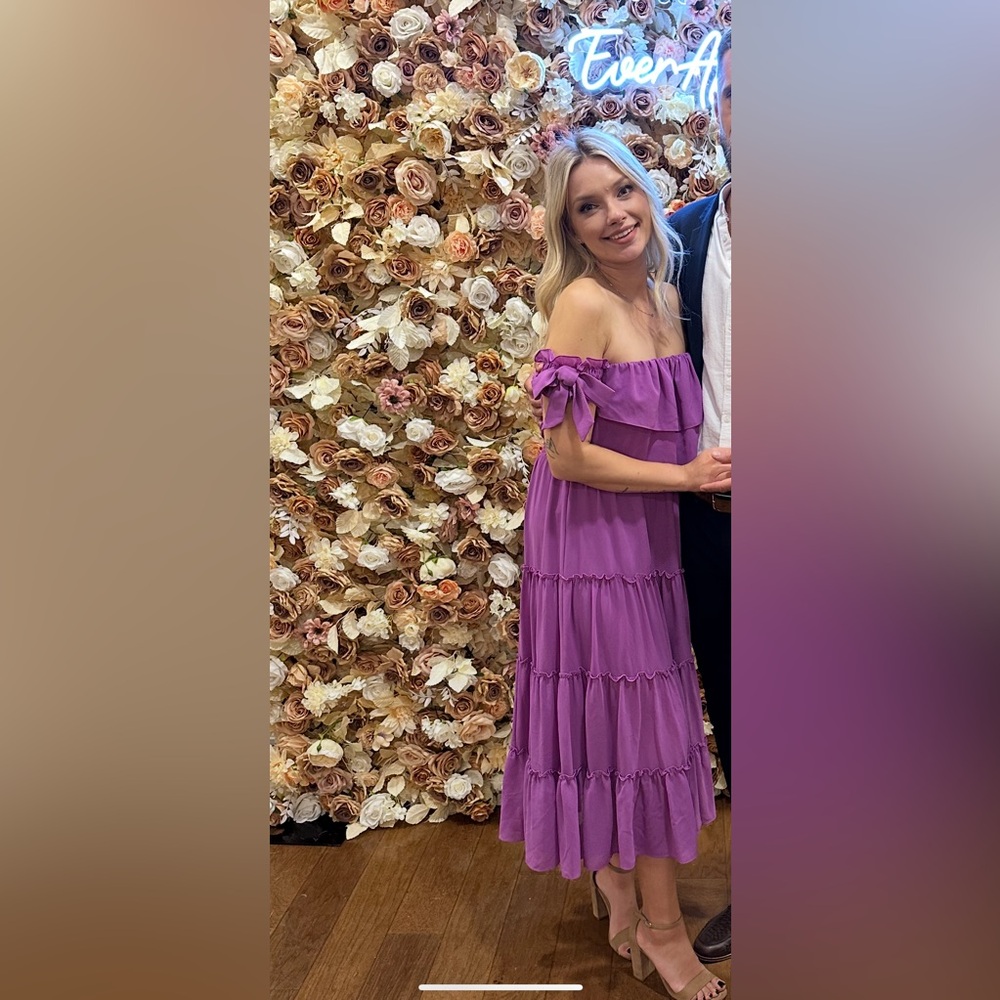 Misa Los Angeles Purple Off-Shoulder Dress